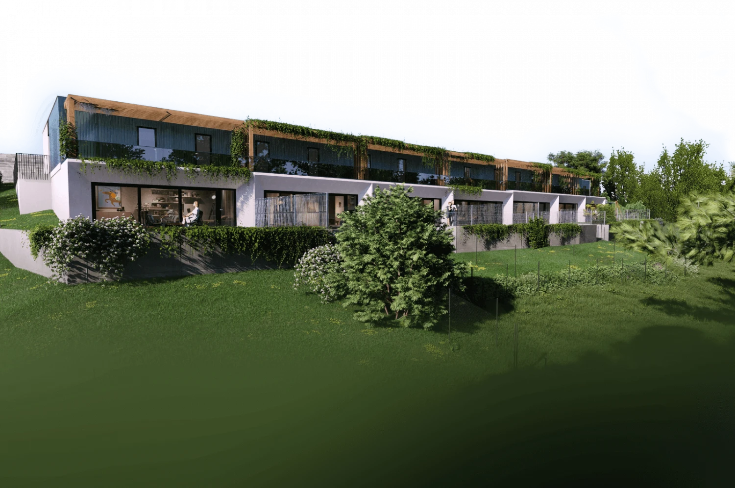 Apartmány a radové domy v objatí borovicového lesa. | Botanica